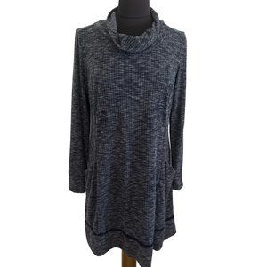 Chris McLaughlin Blue/Gray Loose Turtleneck Sweater Dress, Size 12